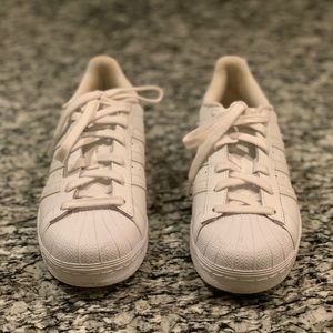 Adidas All White Shell Toe Sneakers